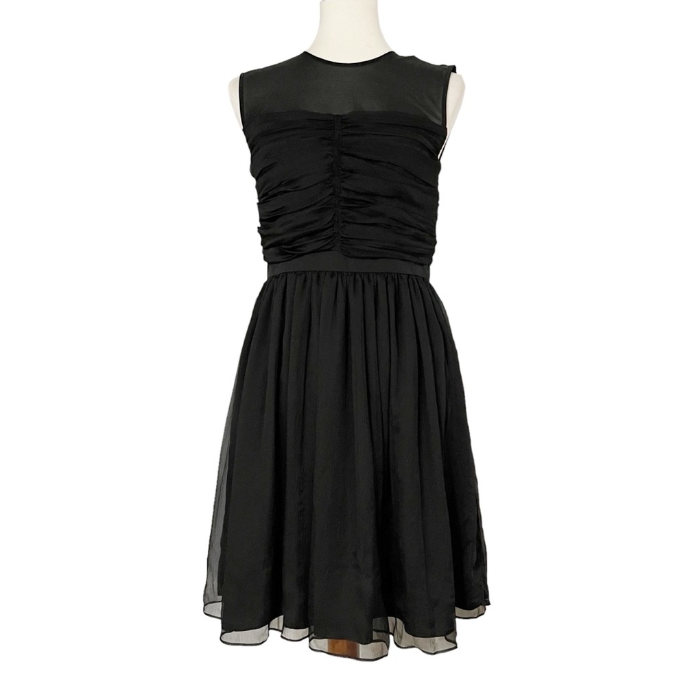 Sandro Ruffled Silk-Chiffon Mini Dress in Black - Picture 3 of 11